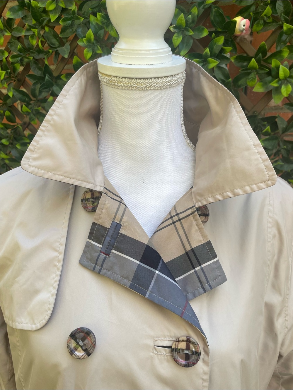Barbour Reversible Cedar Mac Check Waterproof Jacket Trench Coat Sz UK 14 US 10 - Picture 9 of 12